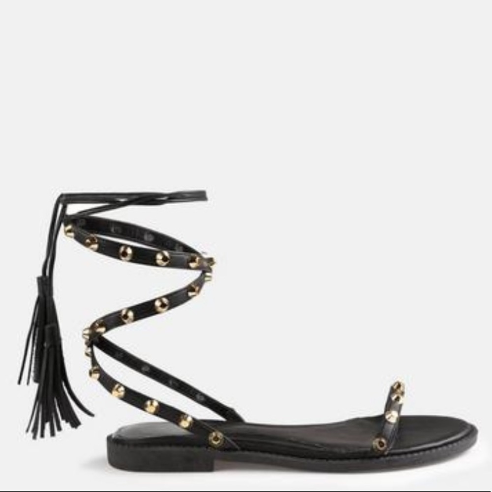 Black lace up gladiator sandals
